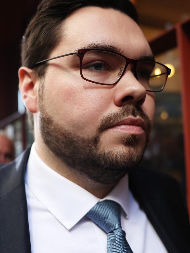 Bruce Lehrmann emerges from court on April 15, 2024 in Sydney, Australia. Justice Michael Lee has ruled in favour of Network Ten and journalist Lisa Wilkinson in Bruce Lehrmann's defamation case. Photo: Don Arnold/Getty Images.