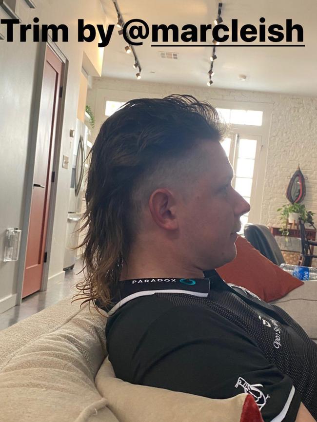 Cameron Smith’s post-trim mullet. Picture: Instagram