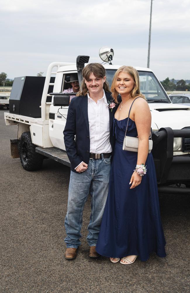 Graduate Jake Douglas-Robinson is partnered by Caitlin Fisher at The Industry School formal at Clifford Park Racecourse, Tuesday, November 12, 2024. Picture: Kevin Farmer