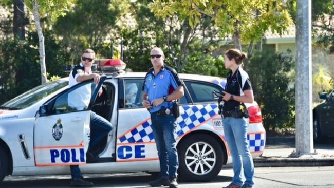 Police outside the Currimundi Markets shopping centre.