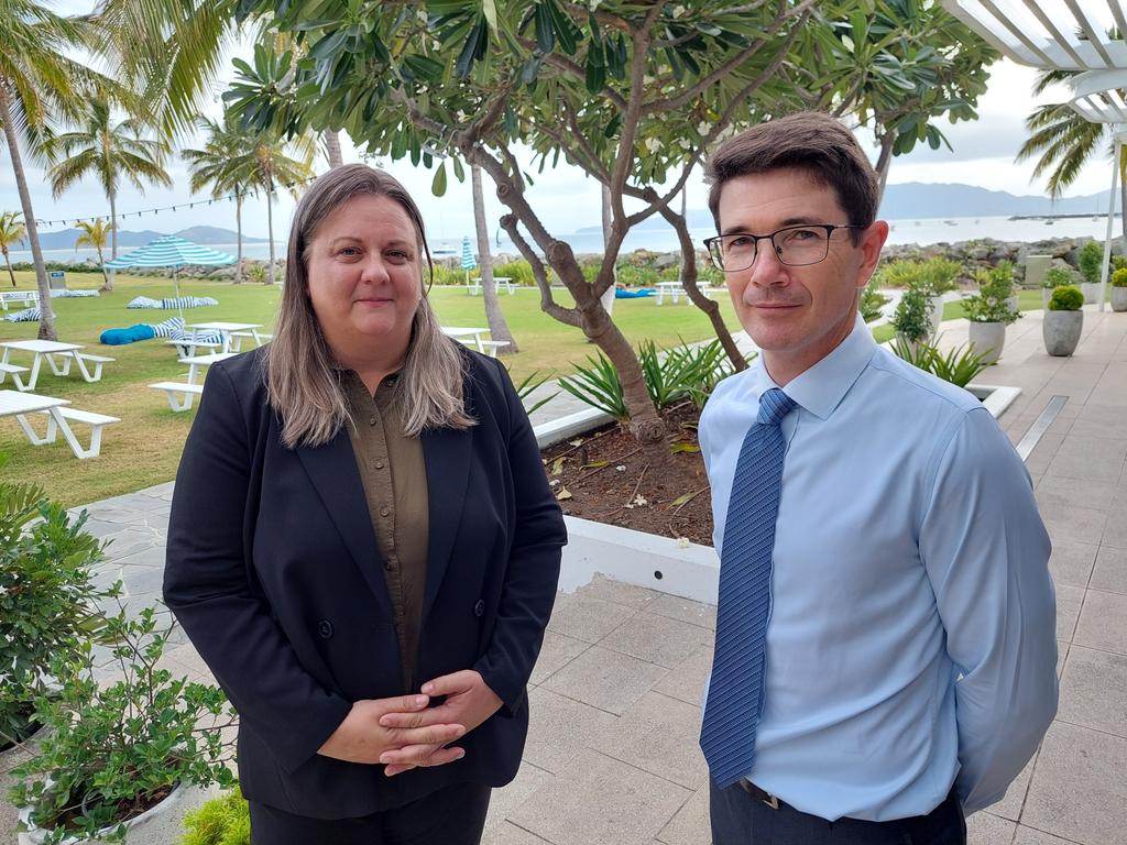 Townsville Chamber of Commerce chief executive Heidi Turner and PVW Partners’ Managing Partner Carl Valentine attended a post-budget breakfast at The Ville. Picture: Leighton Smith.