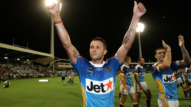 Gold Coast Titans vs. Penrith Panthers at Gold Coast Stadium — Scott Prince at the end of the game.