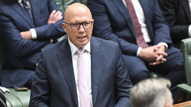 Opposition Leader Peter Dutton during question time at Parliament House in Canberra. Picture: Martin Ollman/NewsWire