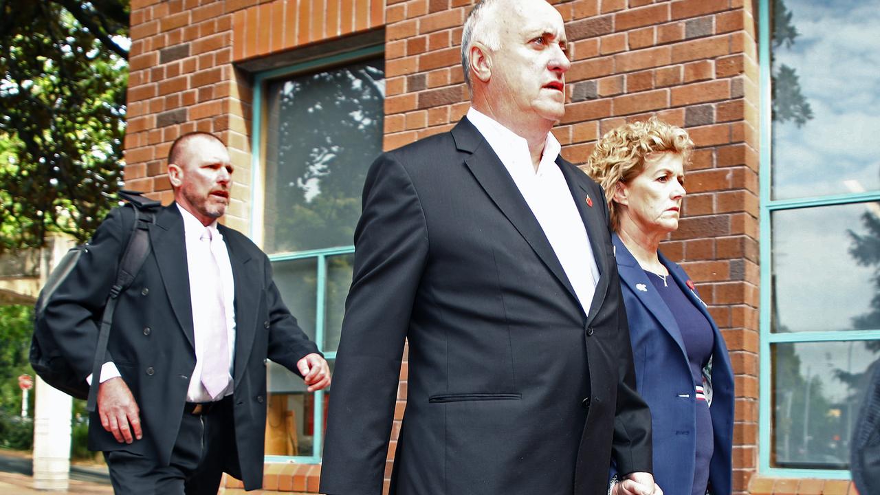 The parents of Grace Millane, David and Gillian, arrive with Detective Inspector Scott Beard (left) at the Auckland High Court earlier this month. Picture: Phil Walter/Getty Images