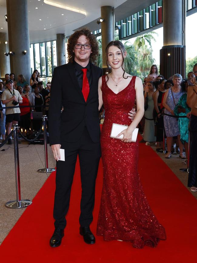 Thomas Holt and Francesca Rogers arrive at the Trinity Bay High School formal evening, held at the Cairns Convention Centre. Picture: Brendan Radke