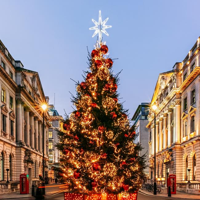 Christmas tree and lights at Waterloo Place, London. So pretty!