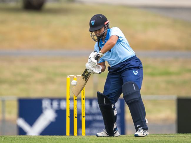 Amelia Valdez. NSW Country v Queensland, round three of the 2025 U16 Female National Cricket Championships in Ballarat. Picture: Cricket Australia