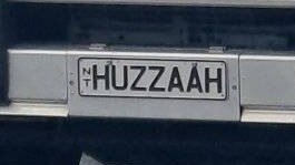 NT funny number plate, HUZZAAH. Picture: Facebook / Jessica Harpur