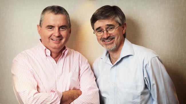 ABC radio's Matthew Abraham and David Bevan, at ABC studios in Collinswood.