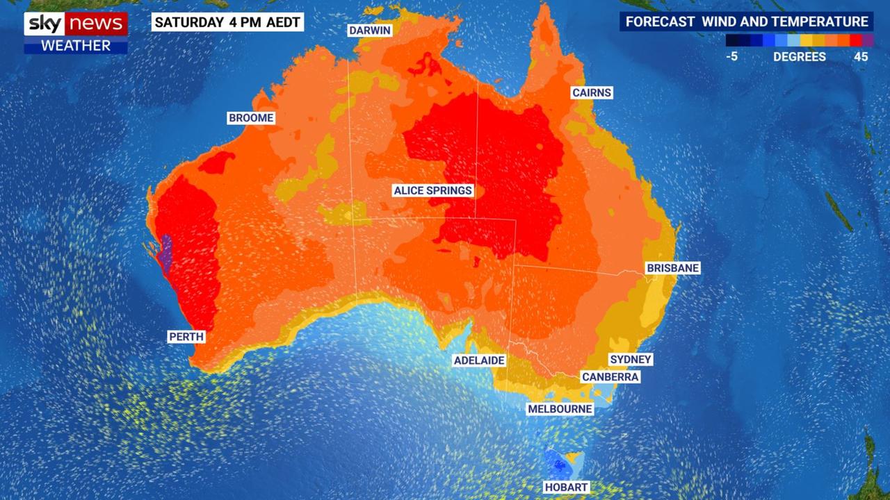 Scorching hot temperatures on Christmas Day. Picture: Sky News Weather.