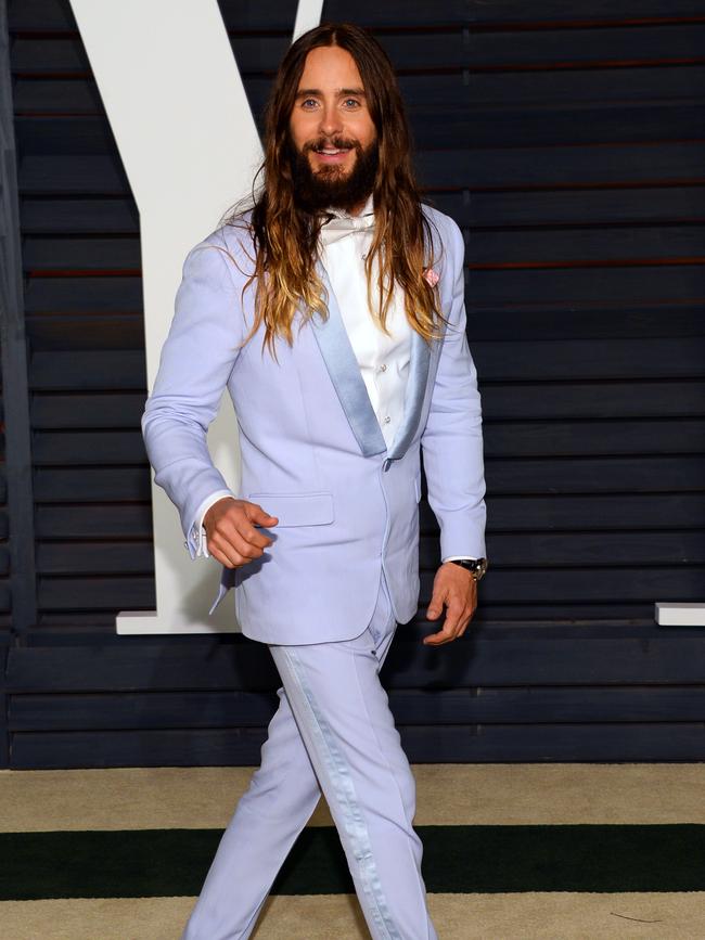 Jared Leto arrives at the 2015 Vanity Fair Oscar Party. Picture: AP