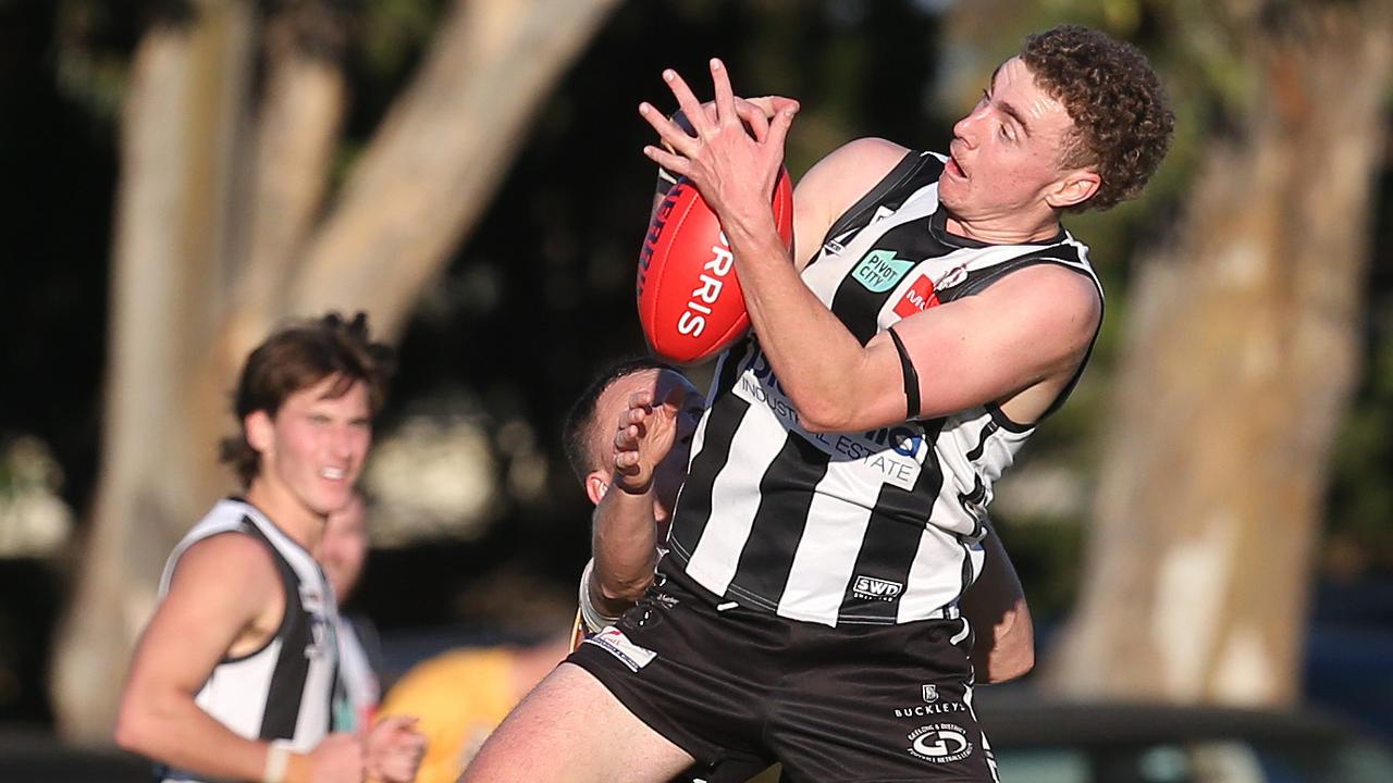 North Geelong's Cooper Pasque was a strong marking target up forward on Saturday. Picture: Alan Barber