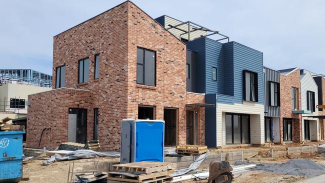 Qattro’s partially completed buildings at the Dock 1 site in Port Adelaide. Picture: Ben Clark