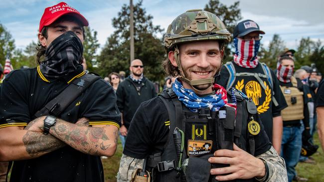 Proud Boys gather for a rally in Portland, Oregon. Picture: Shutterstock.