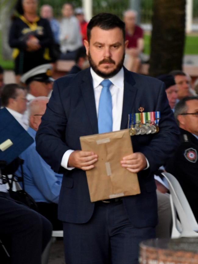 Commemoration dawn service for 80th anniversary of the Battle of the Coral Sea at Anzac Park, Townsville. Member for Herbert Phil Thompson. Picture: Evan Morgan