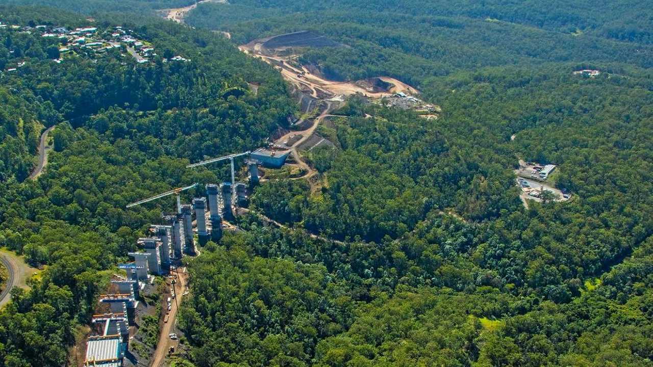 Nexus has shared new aerial images of work on the Toowoomba Second Range Crossing. TSRC viaduct progress. Picture: Starboard