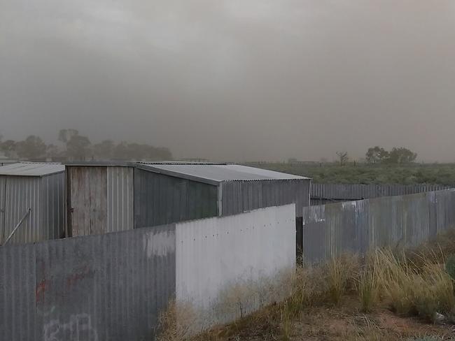 The dust over Port Augusta was thick enough to obstruct view in the distance. Picture: Supplied