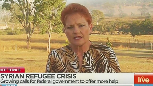 Hanson spoke about refugees with Sunrise earlier this year. Courtesy: Sunrise/Channel Seven