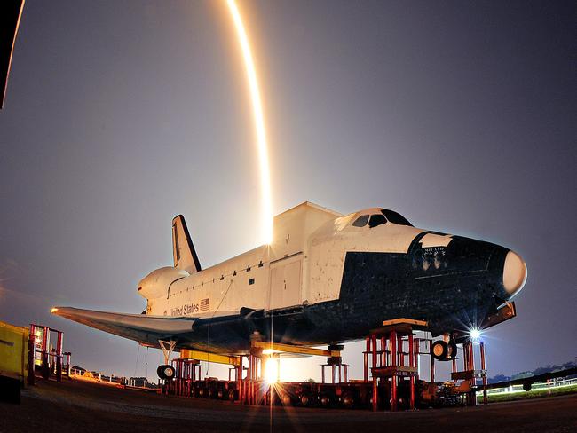 The SpaceX launch of its Falcon 9 rocket and a unmanned Dragan capsule lights up the sky during lift-off from a Cape Canaveral launch pad early Tuesday, May 22, 2012. Picture: Craig Rubadoux
