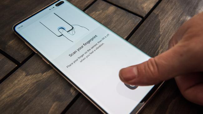 Samsung Galaxy S10 smartphones have a fingerprint sensor in the screen. Picture: Jennifer Dudley-Nicholson/ News Corp Australia