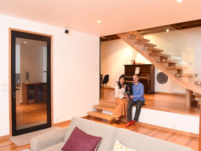 Hanako and Andy Goy run Melbourne's best performing "private room" listing on Airbnb. Picture: Lawrence Pinder