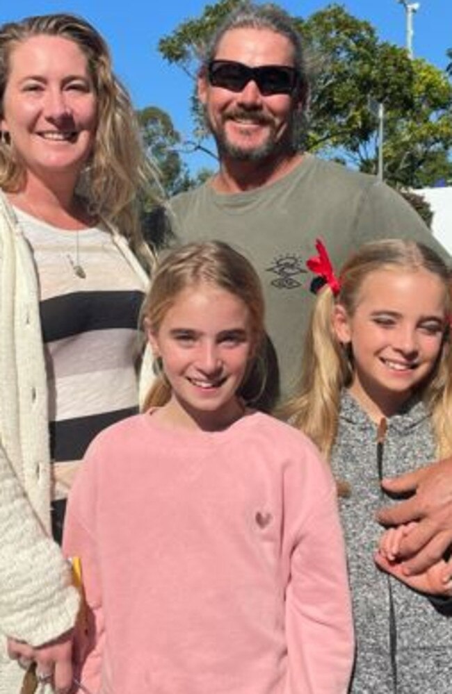 Lucy O'Reilly, Aleena, 10, Chris Bonnard and Sophie, 10, at the Sunshine Coast Agricultural Show 2023.