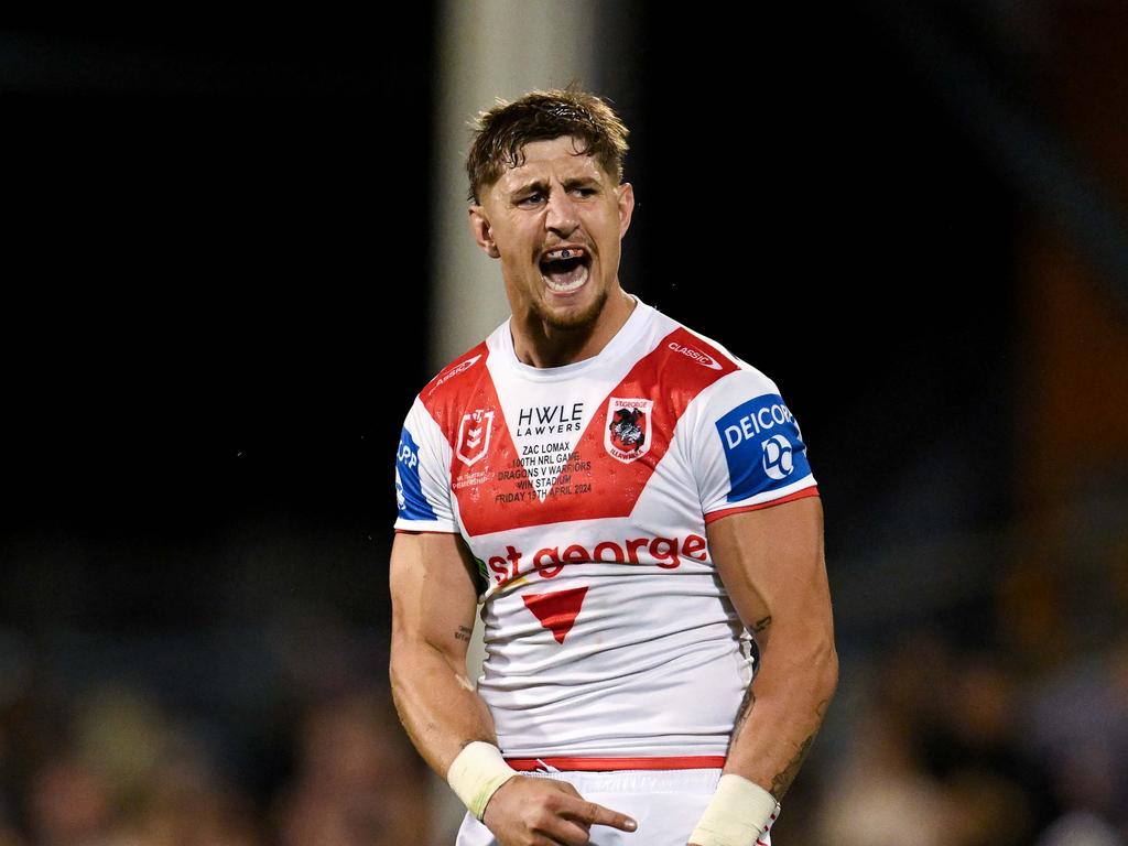 He may be off to Parramatta next year, but Zac Lomax says his focus for 2024 is on the Dragons and earning a NSW Blues jersey. Picture: NRL Photos