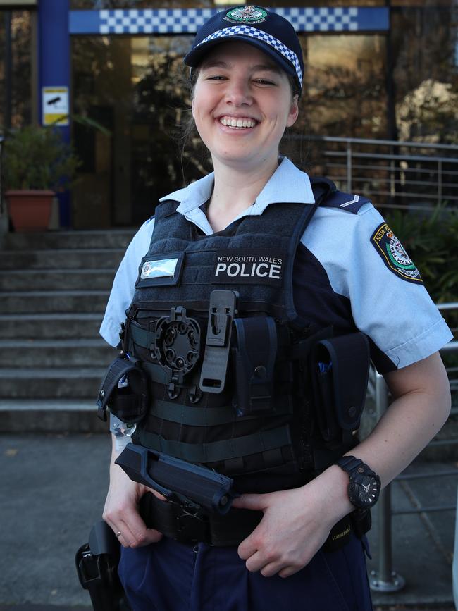 Police Constable Madaleine Lau, has been working through the Covid-19 crisis at Kings Cross Police Station. Picture: David Swift