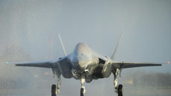 An F-35 fighter in the The Netherlands, which plans on deploying two of the aircraft to Bulgaria in April. Picture: AFP