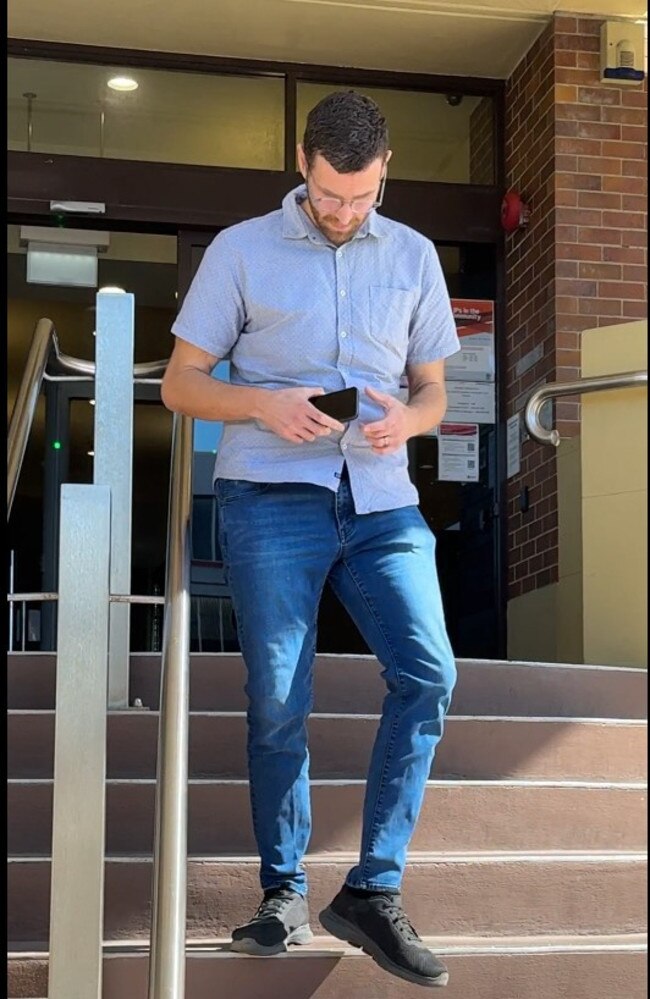 Tyson Jack Merrin kept his face down while leaving Mackay Magistrates Court on Tuesday, July 23, 2024. Picture: Heidi Petith