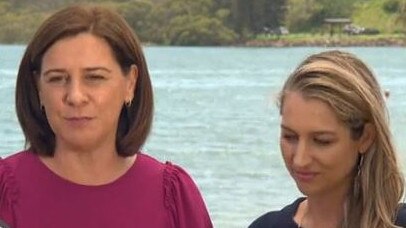 LNP Leader Deb Frecklington and candidate for the seat of Currumbin Laura Gerber. Picture: Nine Gold Coast News.