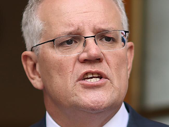 CANBERRA, AUSTRALIANewsWire Photos MARCH 01, 2022: Prime Minister Scott Morrison met with the national security committee of cabinet on Ukraine and the Australian floods, and then spoke to media at a press conference at Parliament House in Canberra.Picture: NCA NewsWire / Gary Ramage