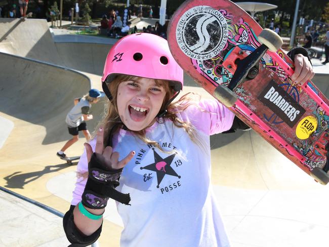 Zia Cole, 11, at the skate park. Picture: Mark Scott