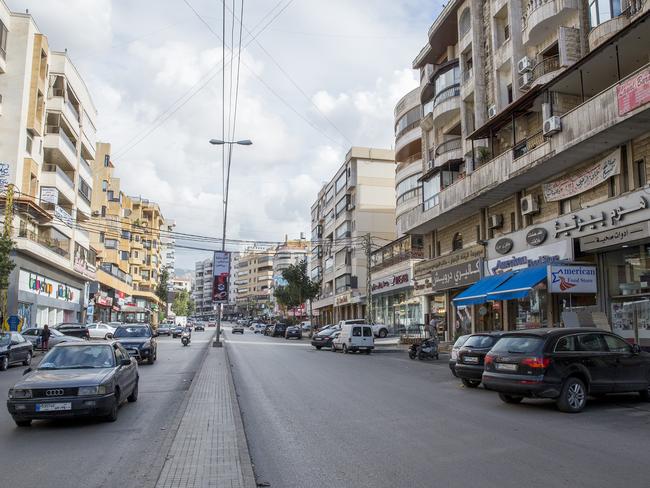 ‘Jaws of death’: Sainte Therese Road in the Hezbollah stronghold district of Dahieh in Beirut where Sally Faulkner kidnapped her two kids with the help of a team last Wednesday. Picture: Ella Pellegrini