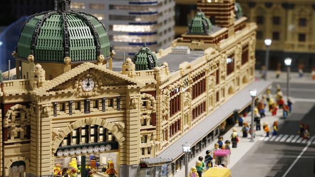 Flinders Street Station, in Lego, at Chadstone Shopping Centre Legoland. Picture: David Caird