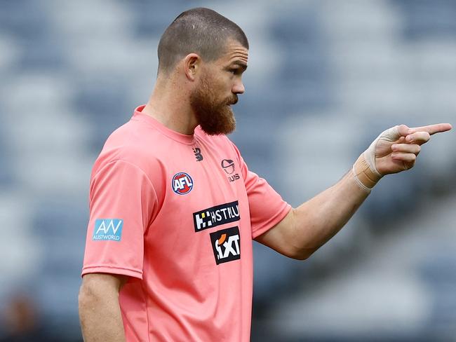 The Suns also had pink warm-up tops. (Photo by Michael Willson/AFL Photos via Getty Images)