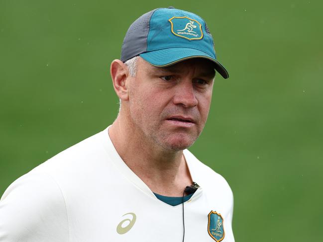 SAINT-ETIENNE, FRANCE - SEPTEMBER 13: Assistant coach Jason Ryles looks on during a Wallabies training session ahead of the Rugby World Cup France 2023, at Stade Roger Baudras on September 13, 2023 in Saint-Etienne, France. (Photo by Chris Hyde/Getty Images)