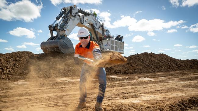 Former BHP executive David Boshoff gets down and dirty in his new role as chief executive at Adani’s Carmichael coalmine site. Picture: Cameron Laird