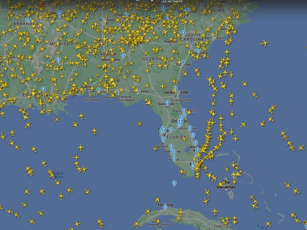 Flight radar shows dead air above Florida as Hurricane Milton hits.