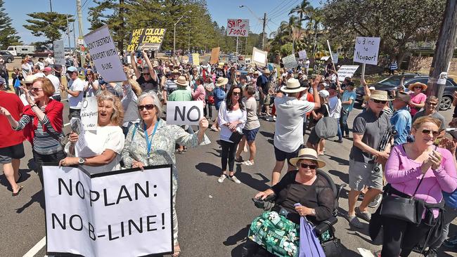 People protest the B-Line in Newport last year. Picture: (AAP IMAGE / Troy Snook)