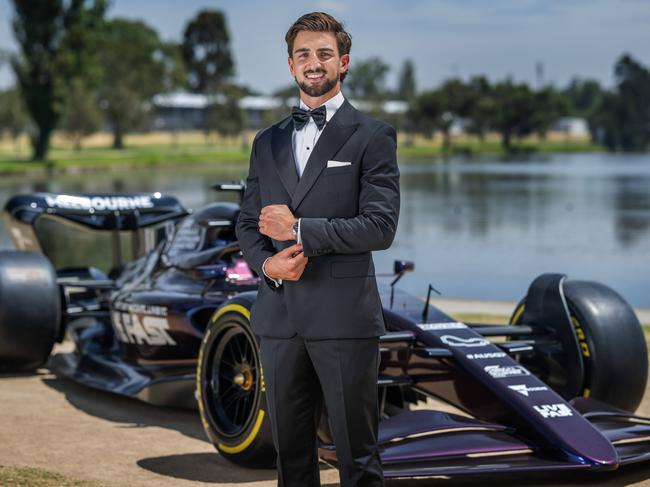 Josh Daicos loves the thrill of watching the fast cars. Picture: Tony Gough