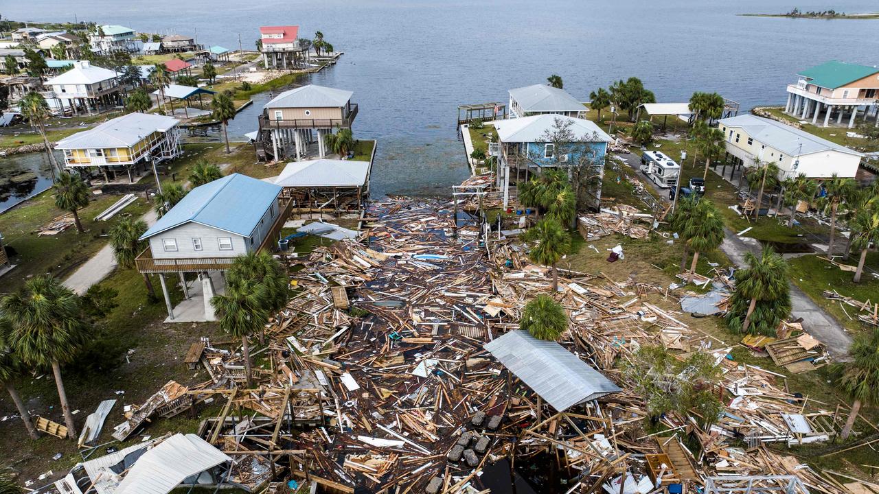 An aerial view of damaged houses surrounded by debris are seen after Hurricane Helene made landfall in Horseshoe Beach, Florida. Picture: Chandan Khanna/AFP