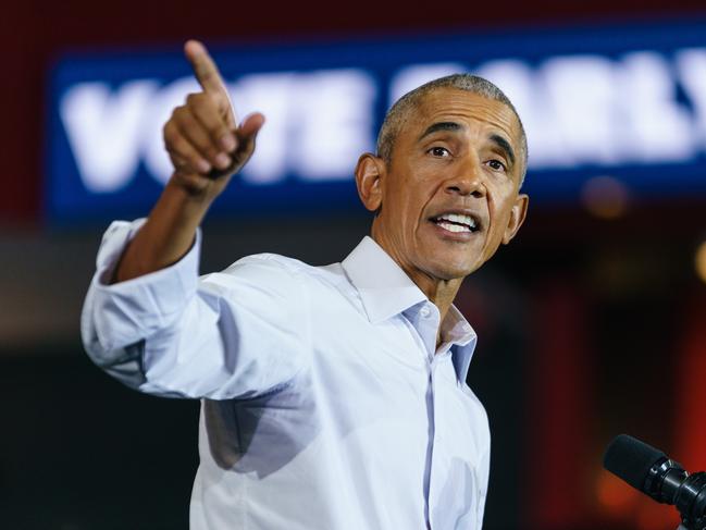 ATLANTA, GA - OCTOBER 28: Former President Barack Obama speaks at a campaign event for Georgia Democrats on October 28, 2022 in College Park, Georgia. Obama is in Georgia in support of Democratic candidates, encouraging voters to turn out. Elijah Nouvelage/Getty Images/AFP