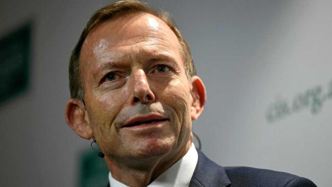 Former prime minister Tony Abbott takes questions after a speech on the state of the Australian political landscape at The Centre for Independent Studies in Sydney. Picture: JOEL CARRETT