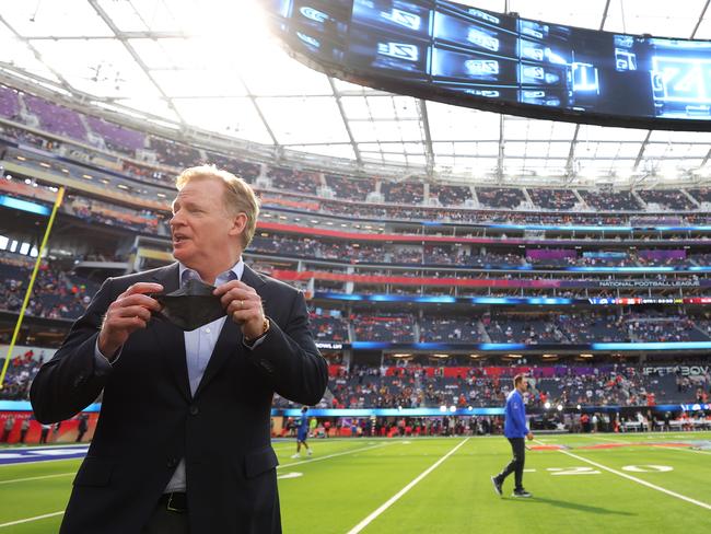 Goodell prepares for Super Bowl LVI between the Cincinnati Bengals and the Los Angeles Rams in 2022. Picture: Kevin C. Cox/Getty Images