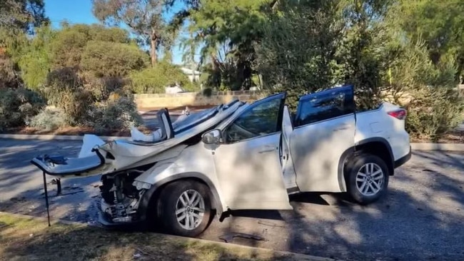 The Toyota Kluger SUV was significantly damaged. Picture: 9 News