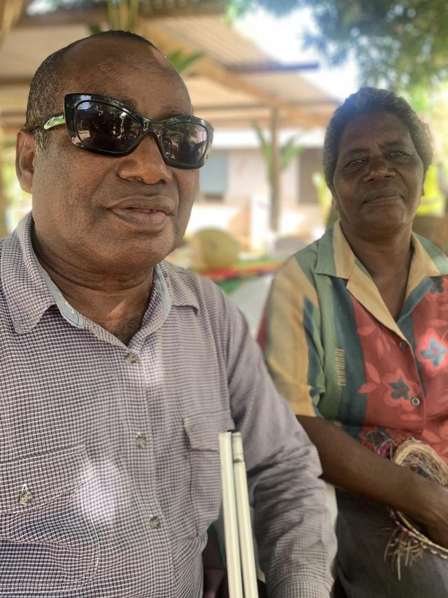 Displaced couple John and Mary Bulo in Vanuatu. Picture: Sarah Ison