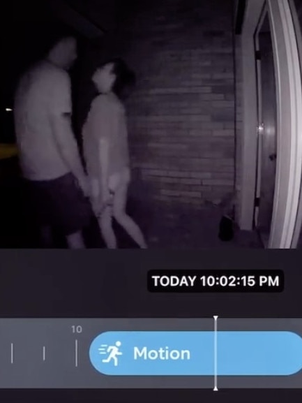 The alleged mistress is seen slinking out of the home after the purported tryst. Picture: TikTok/kaylie271