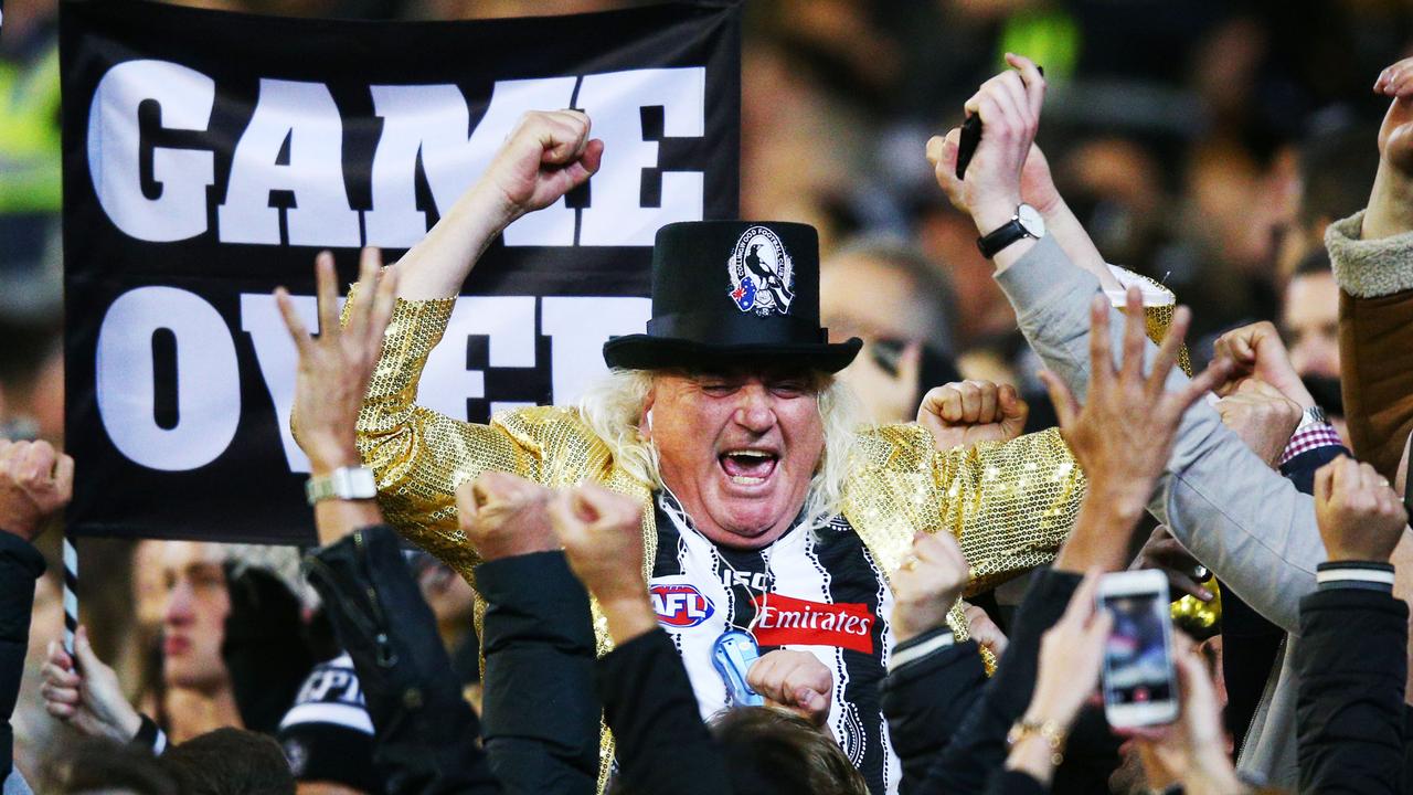 Magpies cheersquad legend Joffa Corfe. (Photo by Michael Dodge/AFL Media/Getty Images)