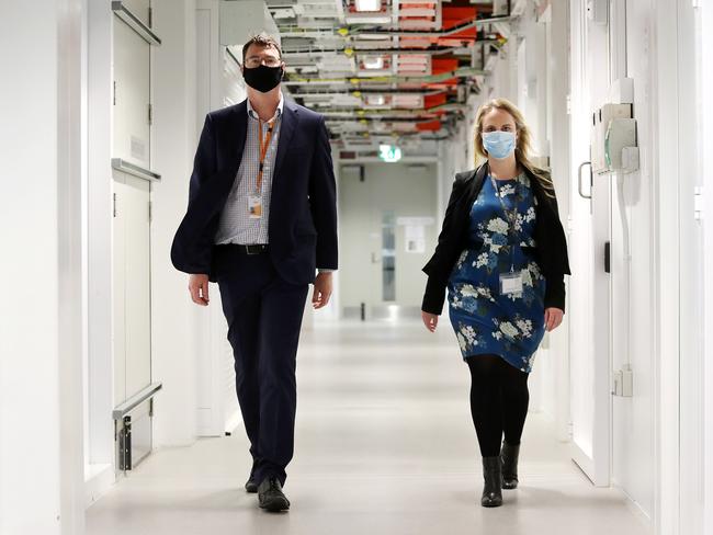 GovDC Service Delivery Manager, Peter McMillan and Director of Policy and Awareness of Cyber Security NSW, Charlotte Wood. Picture: Tim Hunter